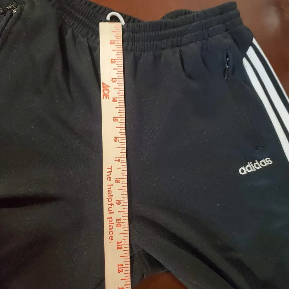 Adidas VTG Y2K Ankle Zip Pull On Track Pants Mens Size S Ribbed Black 3 Stripe